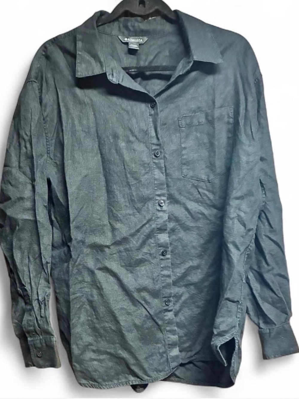 Athleta Black Linen-Look Button Shirt